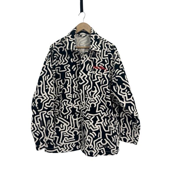 Keith Haring X H&M Patterned Twill Button Front Jacket Medium - Picture 1 of 5